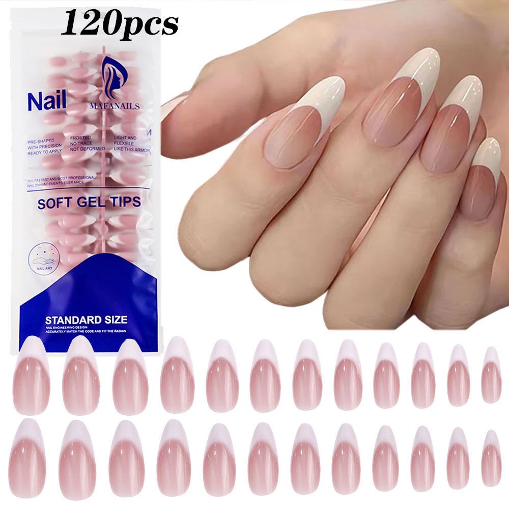 Nail Art Press On - 120 pezzi rosa mandorla media francese
