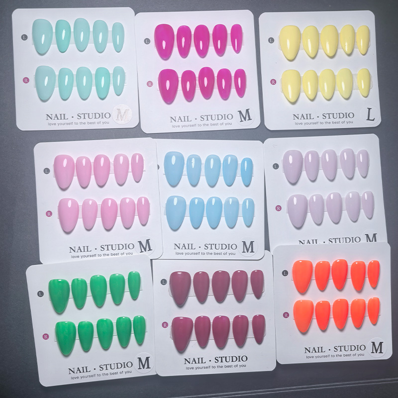 Nail Art Orange - 10 pz. Unghie Finte a Mandorla