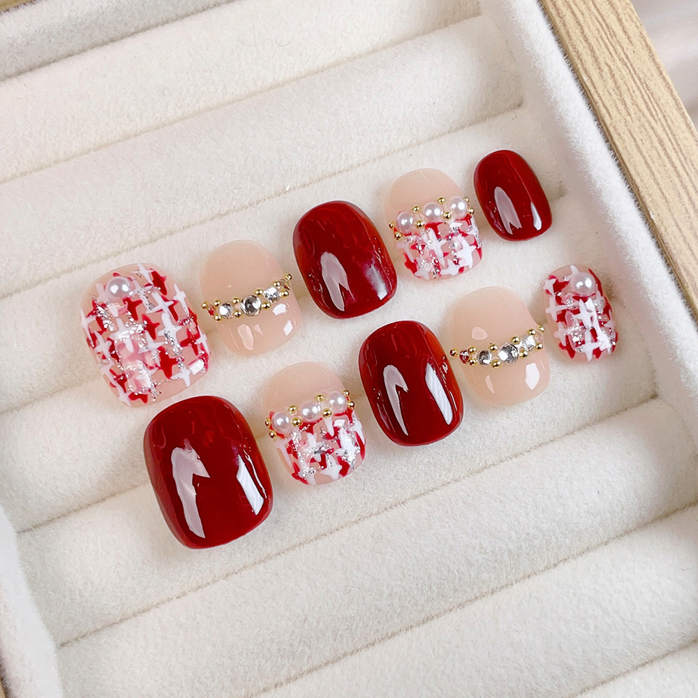 Nail Art Press On - Kit di 10 Unghie Finte Corte