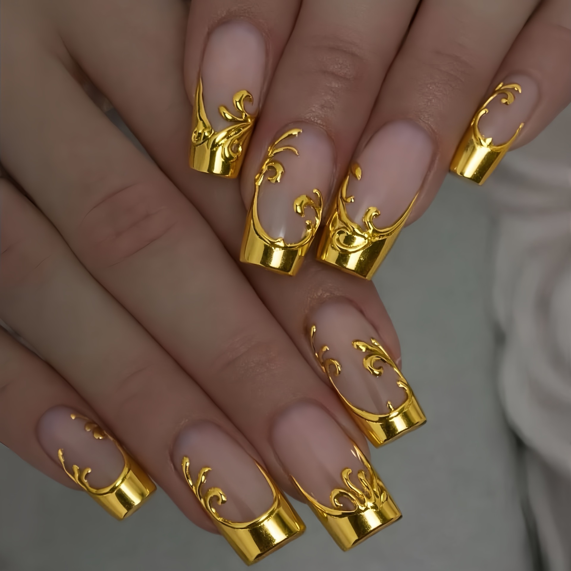 Nail Art Press On - Unghie Finte Medie Lunghe per Donne,