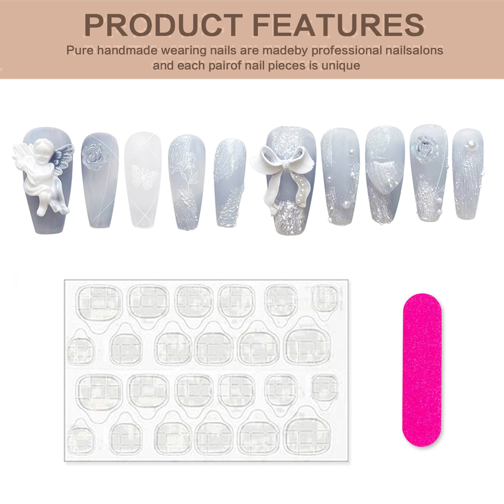 3D gesso angelo unghie finte l - Nail Art Press On recensione e prezzo
