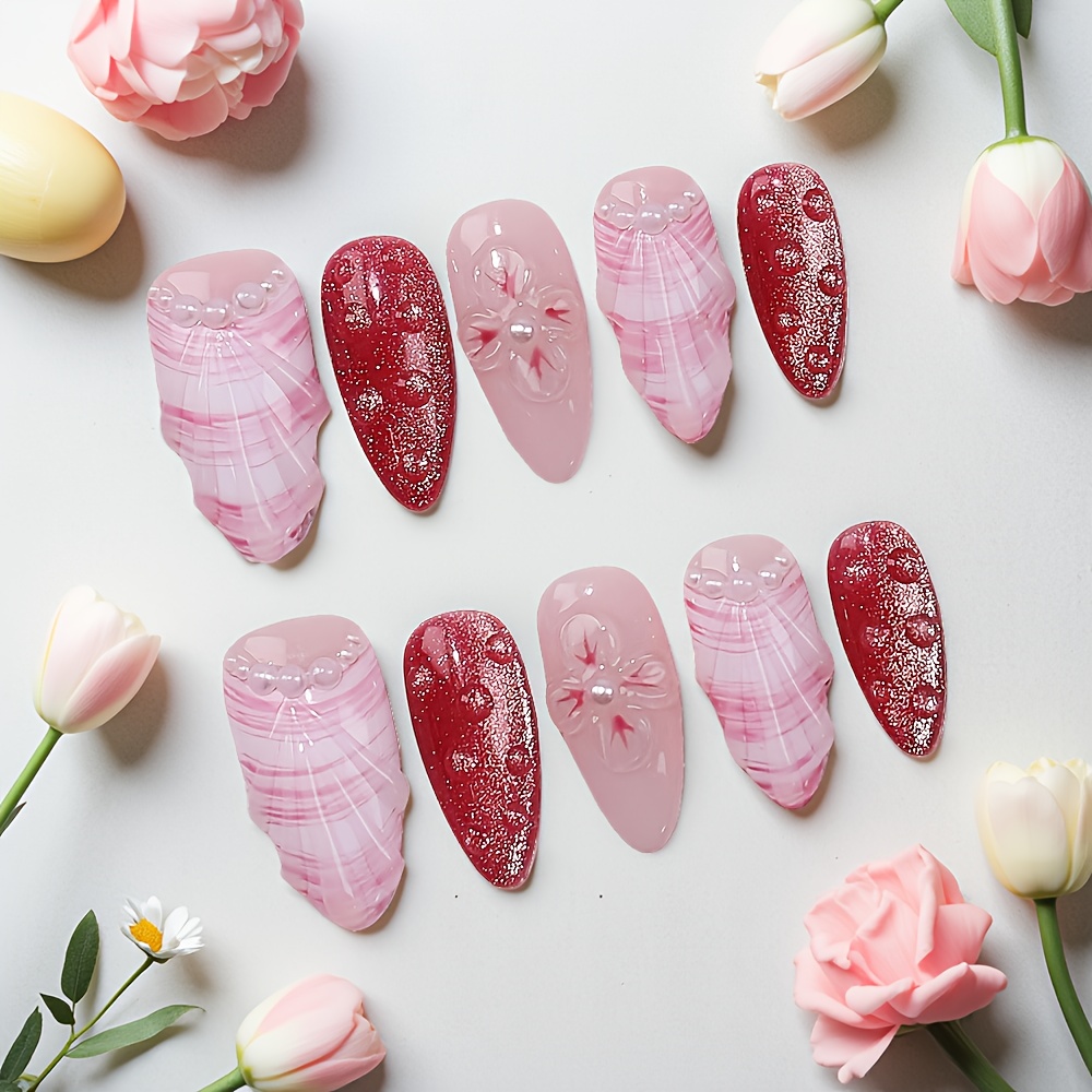 Kit di 10 Unghie Finte a Mando - Nail Art Pink recensione e prezzo